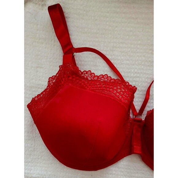 Adore Me Bra 40H Deep Red Cage Straps Lined Underwire Lace Trim EUC Style LP1761 - Picture 3 of 10